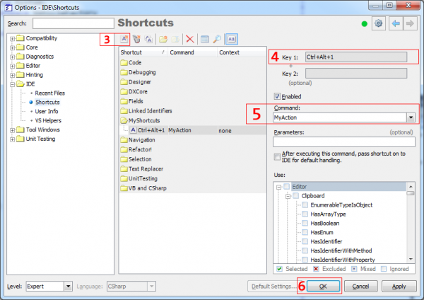 DXCore Creating new shortcut