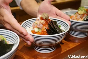 海鮮控的「帝王蟹丼飯」！日本橋海鮮丼「辻半」打造帝王蟹、鮑魚海鮮丼，結合北海道「旭一水產」讓海鮮控嗨吃。