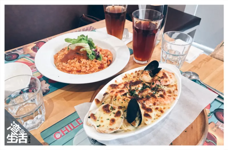 希拉餐廳｜彰化員林歐式輕食料理｜酸辣蕃茄鮮蝦燉飯 / 豪華海鮮焗烤鉛筆麵｜灣島生活1029｜