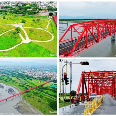 【雲(yún)林。西螺】空拍西螺大橋。大蝴蝶地景。螺石公園高灘地景觀磨石溜滑梯